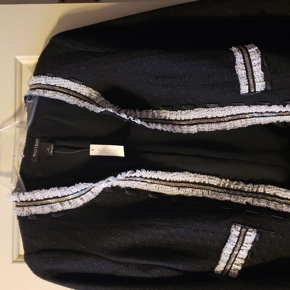 White House Black Market Black & White Jacket Size 4 NWT - Picture 2 of 7